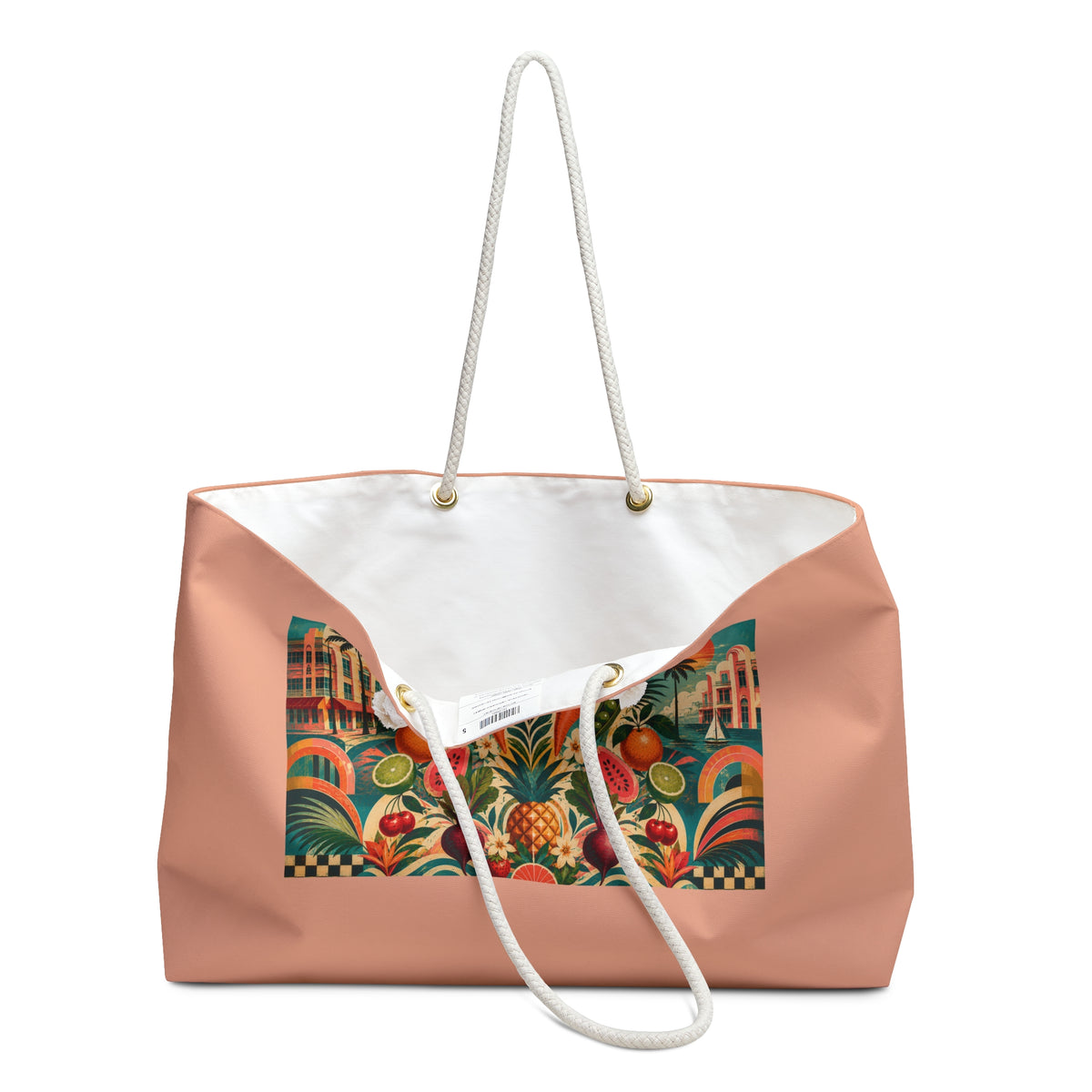 Tote, Weekender Travel  Bag - Tropical Fruit Retro Palm Resort
