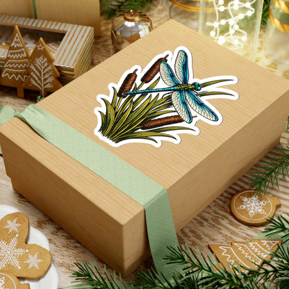 Sticker,  Kiss-Cut - Dragonfly & Cattails