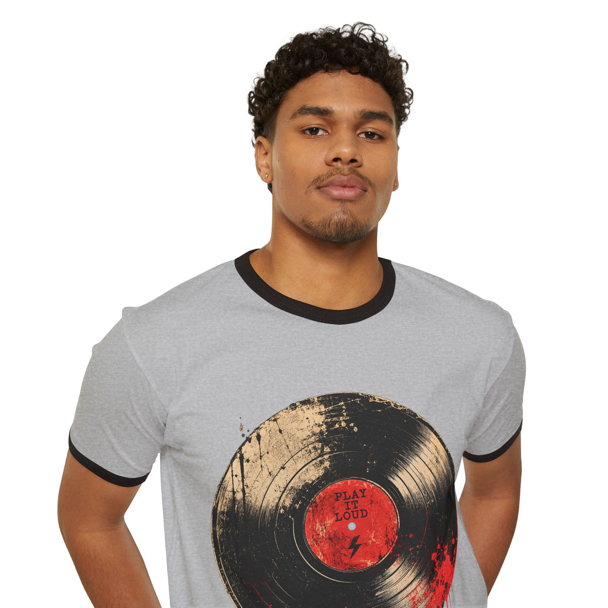 T-Shirt, Ringer - Vintage Bloody Vinyl Record