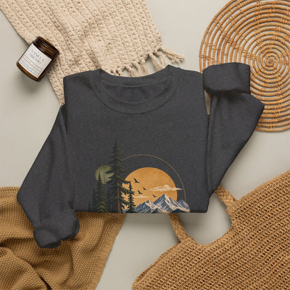 Sweatshirt, Crew Neck - Mountain Lake Sunset