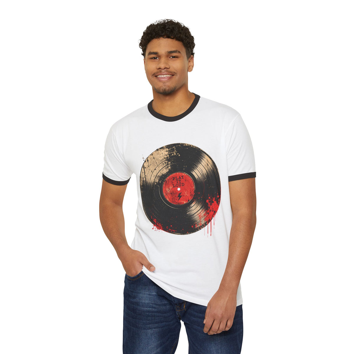 T-Shirt, Ringer - Vintage Bloody Vinyl Record