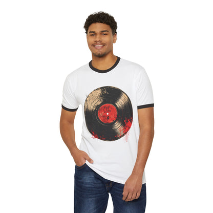 T-Shirt, Ringer - Vintage Bloody Vinyl Record