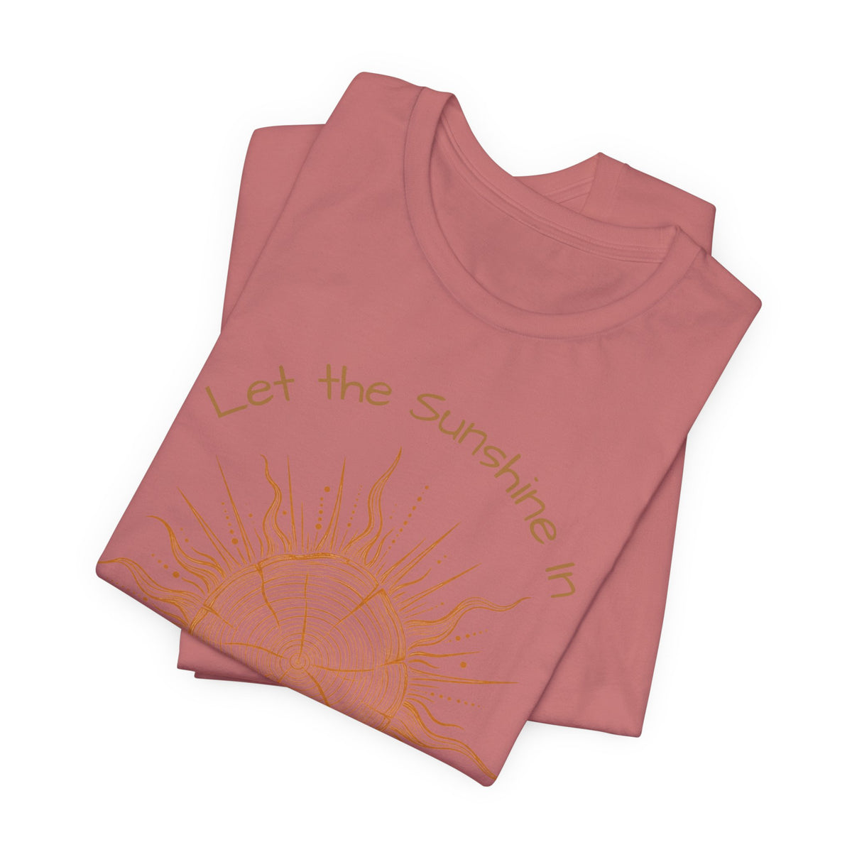 T-Shirt, Short Sleeve Boxy Crew Neck - Let the Sunshine In Sun Positive Vibes