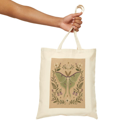 Luna Moth Botanical Canvas Tote