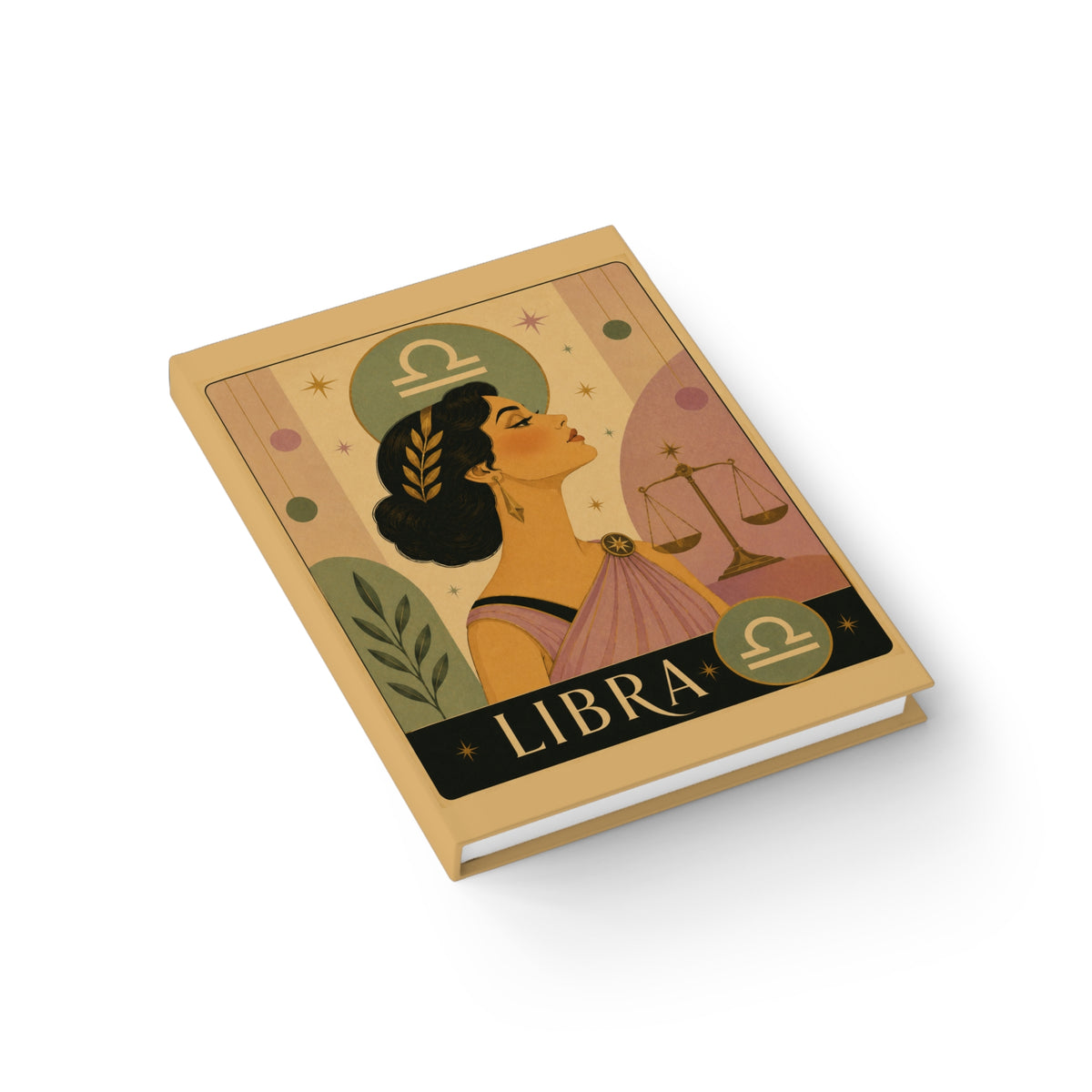 Journal Notebook, Hardcover Blank - Retro Libra Zodiac