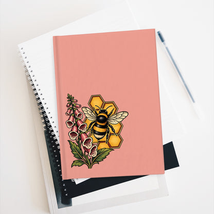 Journal Notebook, Hardcover Blank - Bee & Foxglove Floral Honeycomb