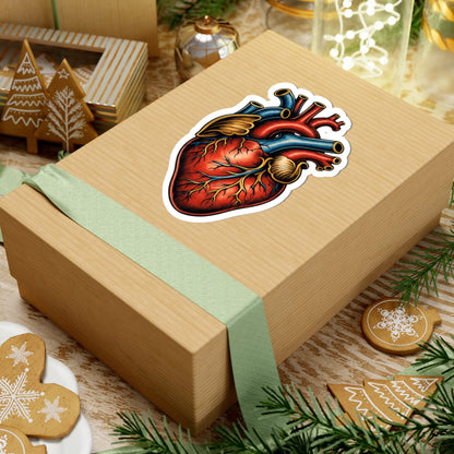 Sticker,  Kiss-Cut  - Traditonal Tattoo Style Anatomical Heart