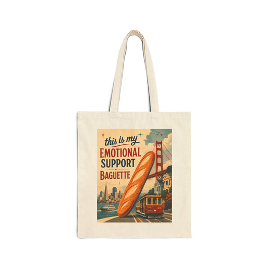 Emotional Support Baguette Canvas Tote Bag