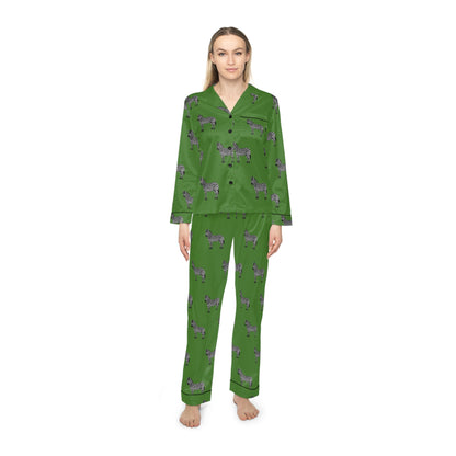 Zebra Satin Pajama Set - Green