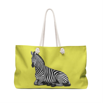 Zebra Print Weekender Bag – Yellow Striped Safari Travel Tote