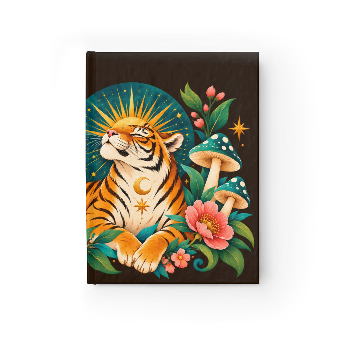 Journal Notebook, Blank Hardback  - Tiger Moon Floral