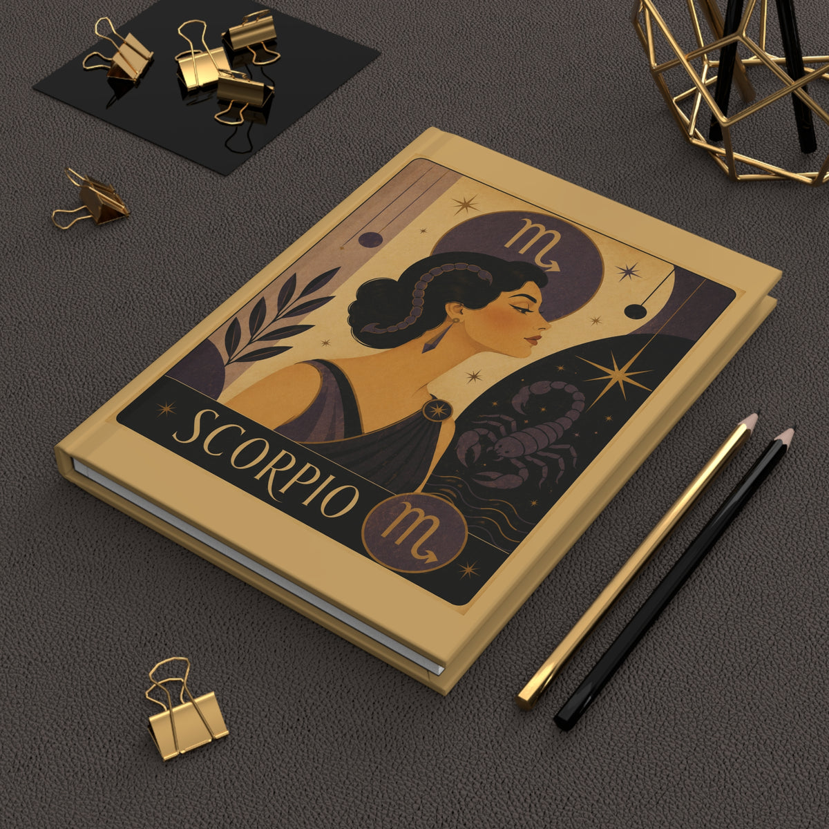 Journal Notebook, Hardcover Lined - Retro Scorpio Zodiac