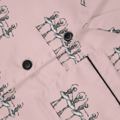 Pink Skeletons Dancing Satin-Soft Polyester Pajamas