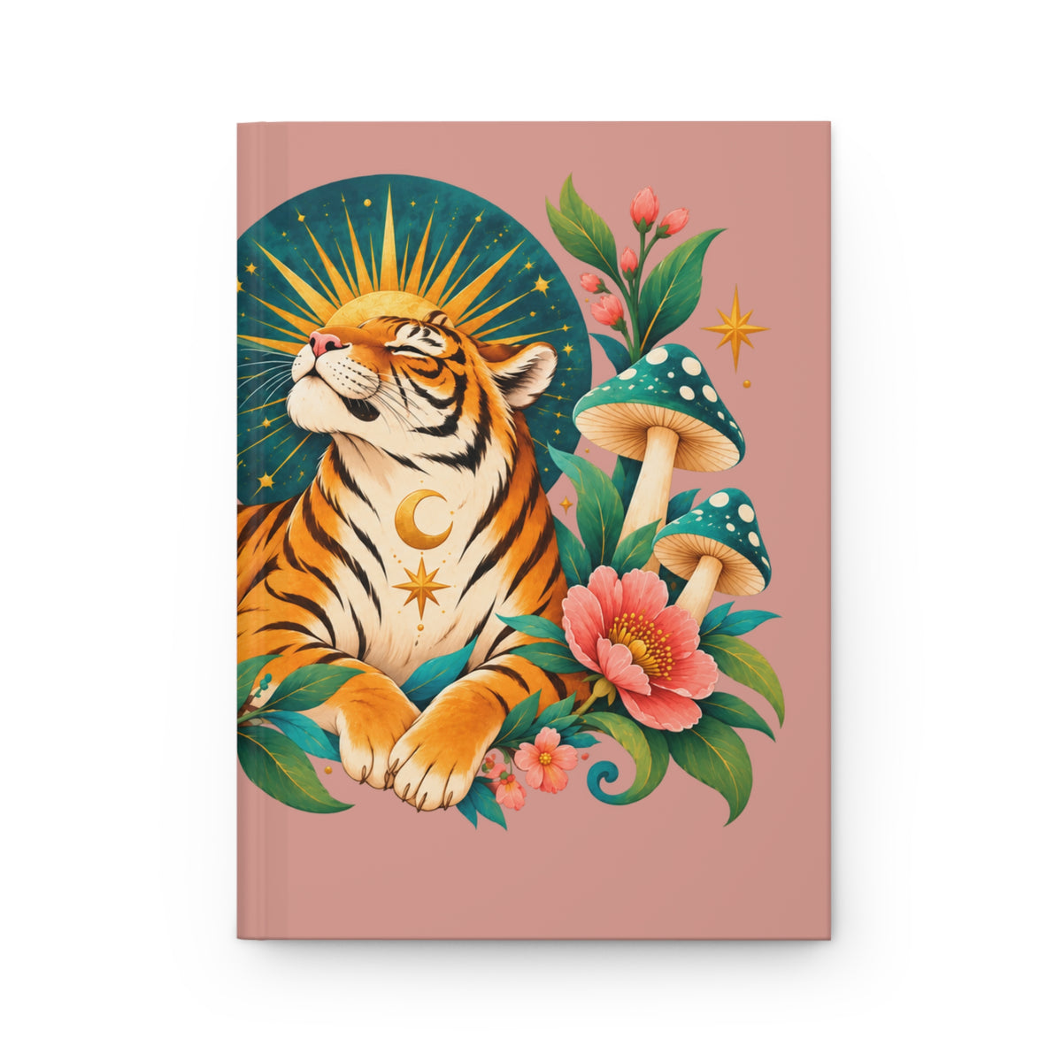 Journal Notebook, Lined Hardcover - Mystical Tiger Moon