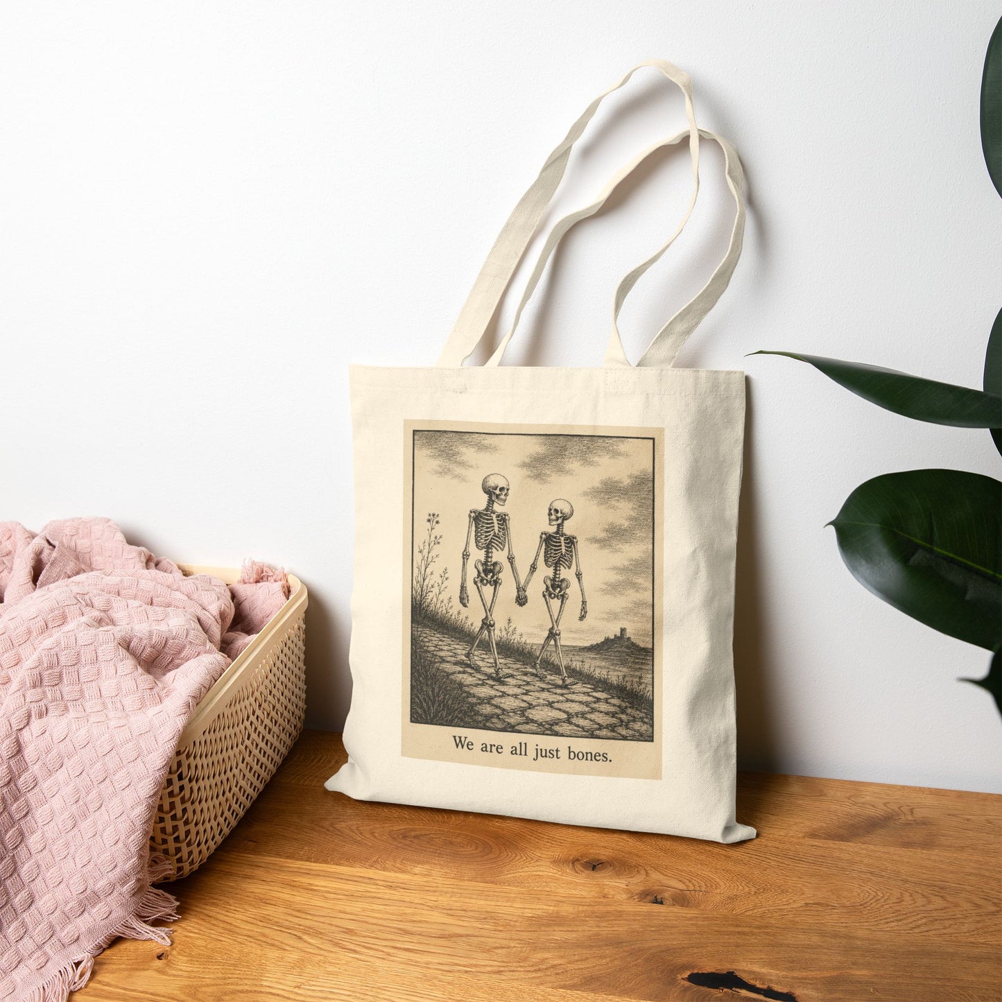 We Are All Just Bones Canvas Tote Bag