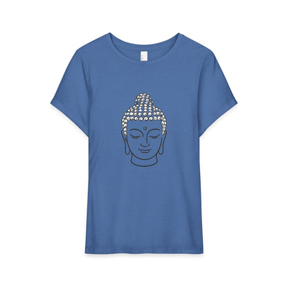 T-Shirt, Short Sleeve Wide Neck Relaxed Fit - Buddha Head