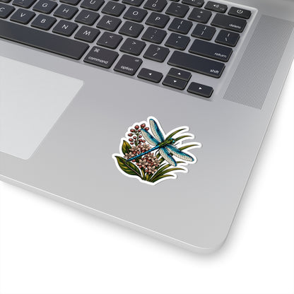Sticker,  Kiss-Cut - Dragonfly with Wildflowers
