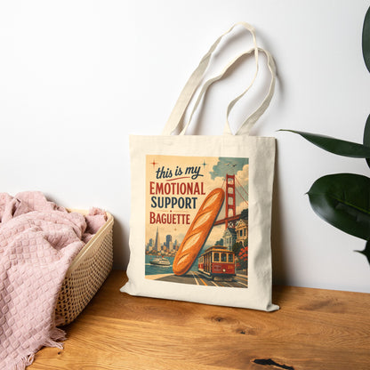 Emotional Support Baguette Canvas Tote Bag