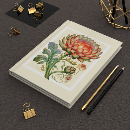 Journal Notebook, Hardcover Lined - Artichoke Flower in Bloom