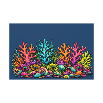 Canvass Art Print - Coral Reef (navy blue)