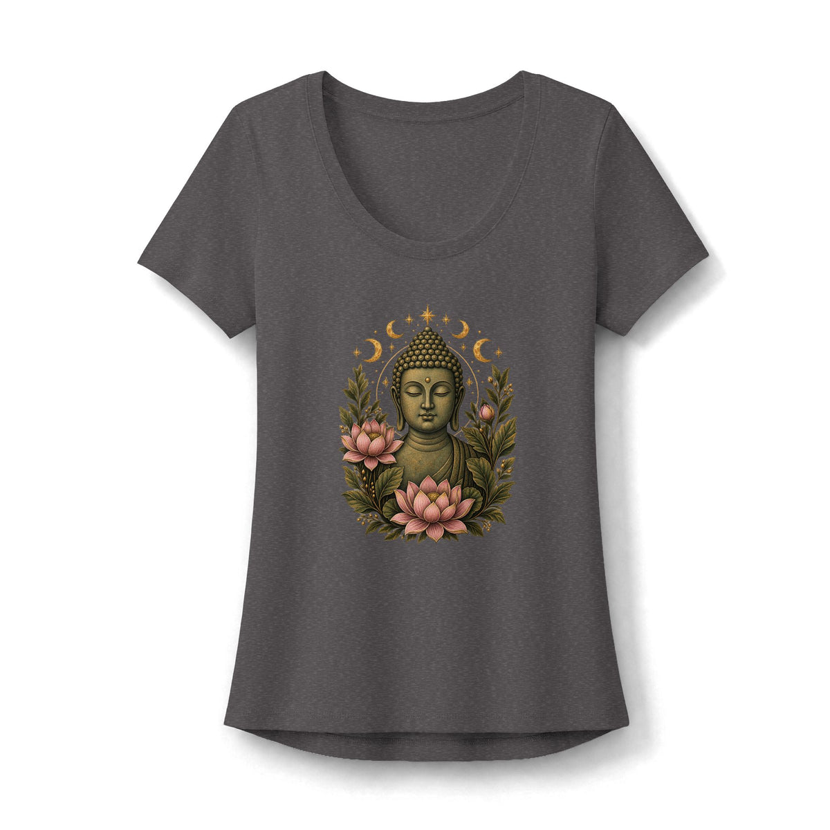 T-Shirt, Short Sleeve Scoop Neck - Buddha Lotus