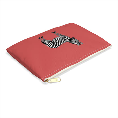 Zebra Dark Coral Accessory Pouch