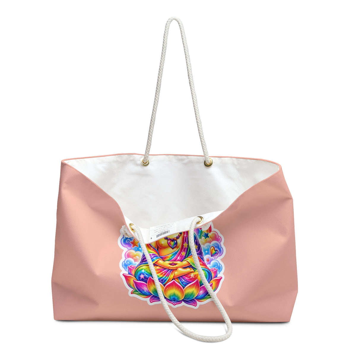 Tote, Weekender Travel Bag - Pink Rainbow 1980s Lotus