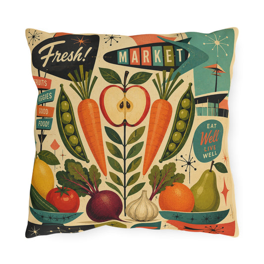 Retro Farmer's Market Outdoor Pillow