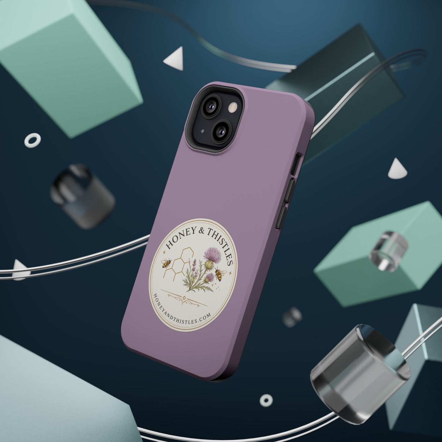 Floral Honey & Thistles Magnetic Phone Case — Impact-Resistant MagSafe-Compatible