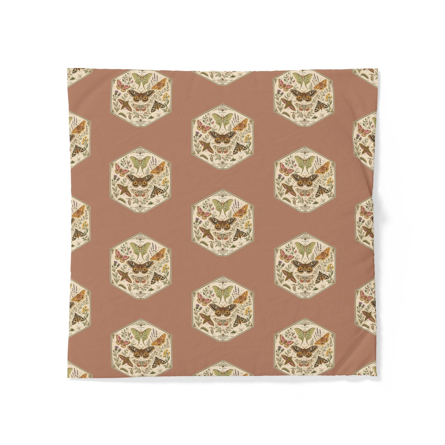 Vintage Botanical Hexagon Cotton Duvet Cover — Earth Tones Floral Pattern