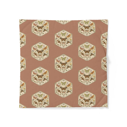 Vintage Botanical Hexagon Cotton Duvet Cover — Earth Tones Floral Pattern
