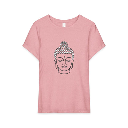 T-Shirt, Short Sleeve Wide Neck Relaxed Fit - Buddha Head
