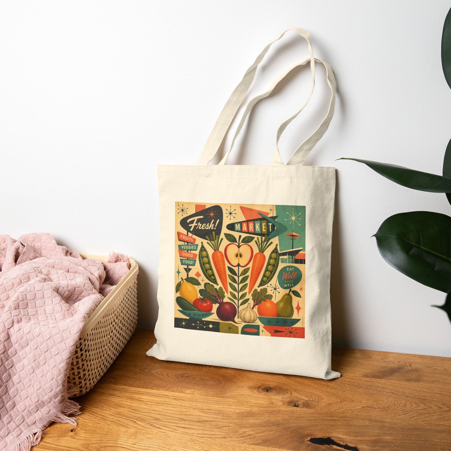 Mid-Century Modern Cotton Canvas Tote Bag