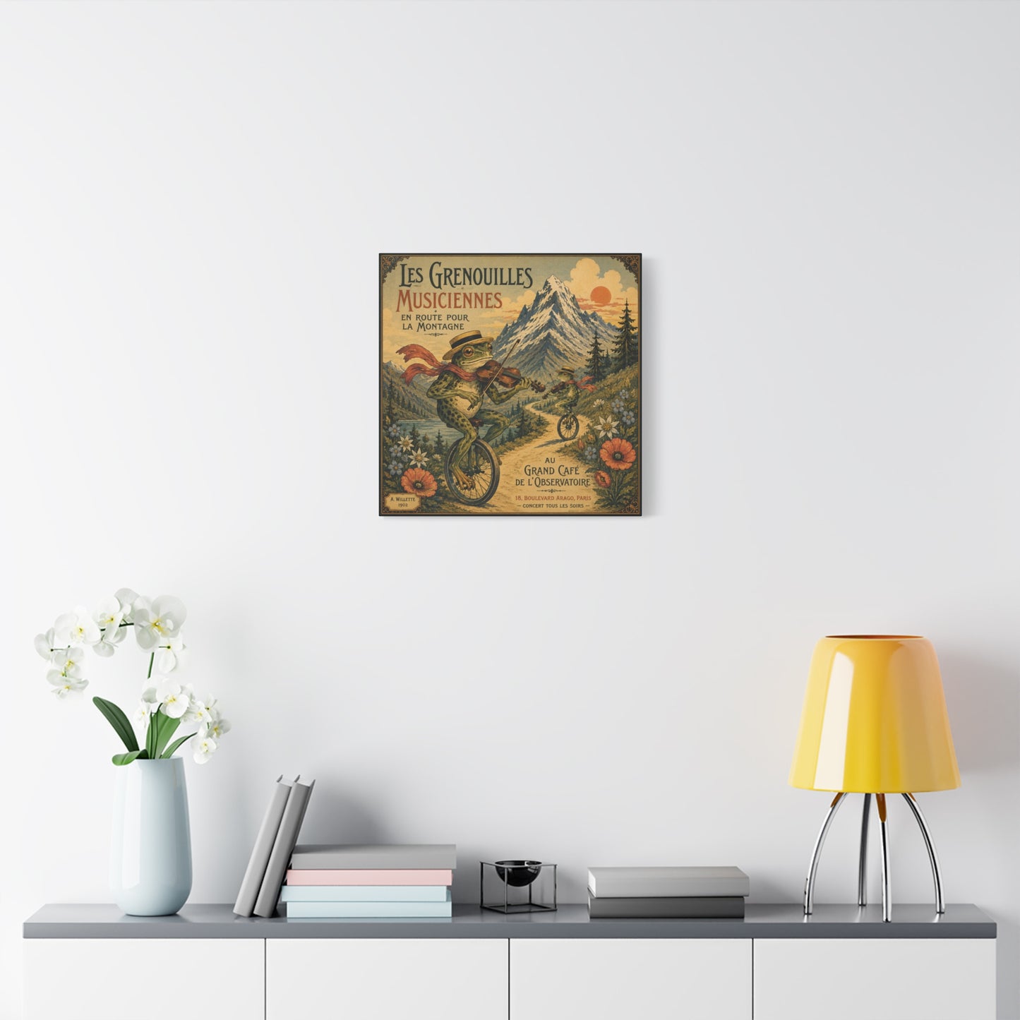 Vintage Frog Musicians Canvas Art – 'Les Grenouilles Musiciennes' Stretched Matte Print