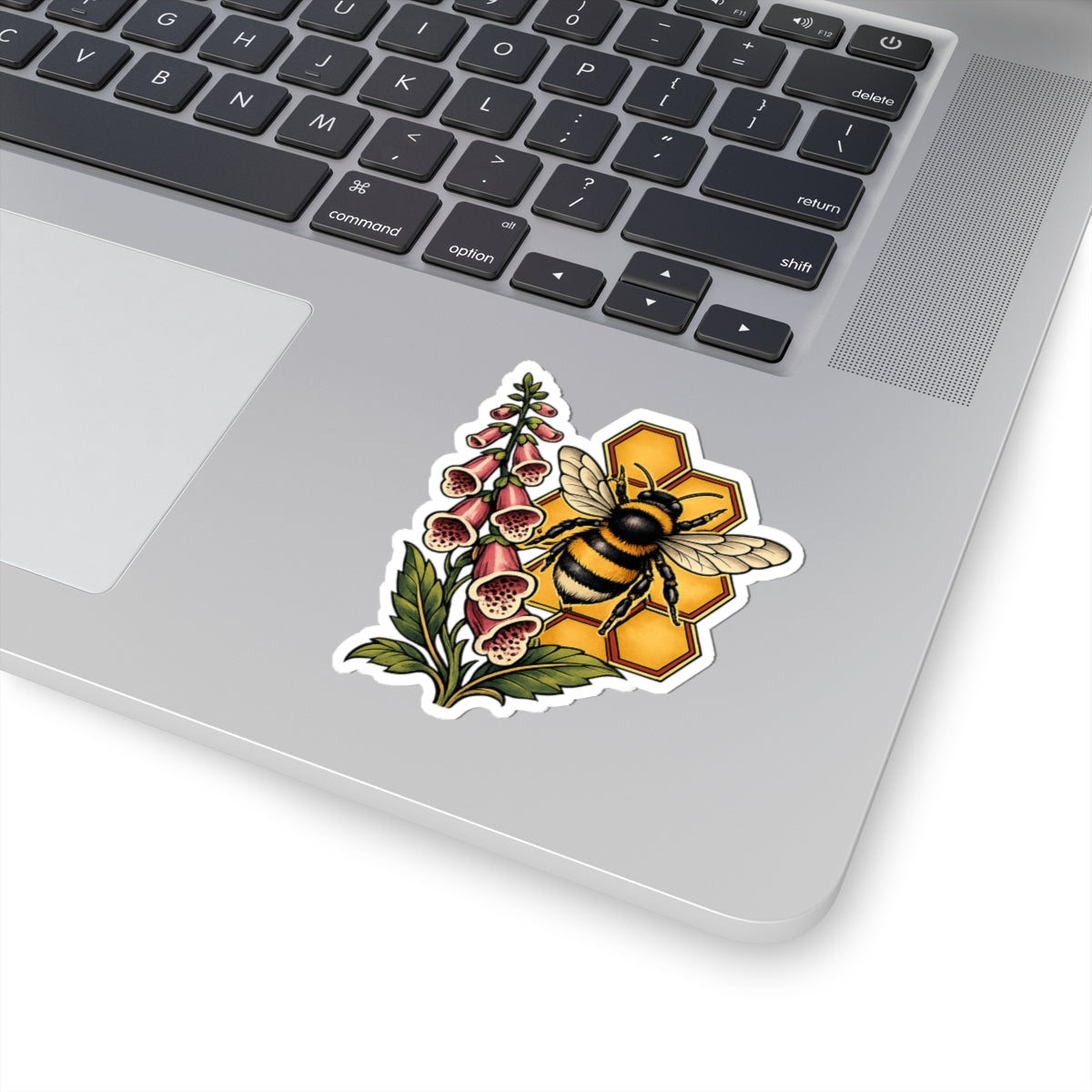 Sticker,  Kiss-Cut - Floral Honeycomb Bee & Foxglove