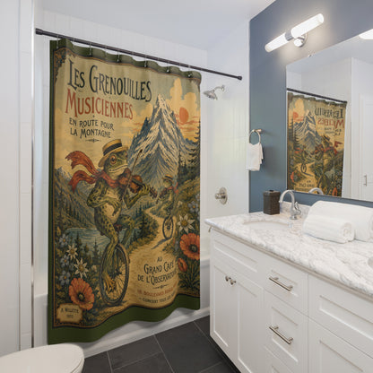 Frogs on Unicycles Shower Curtain