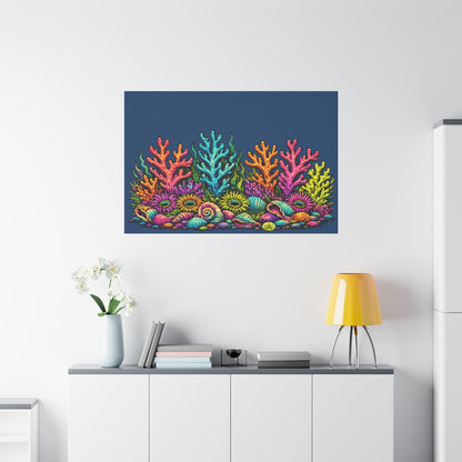 Canvass Art Print - Coral Reef (navy blue)