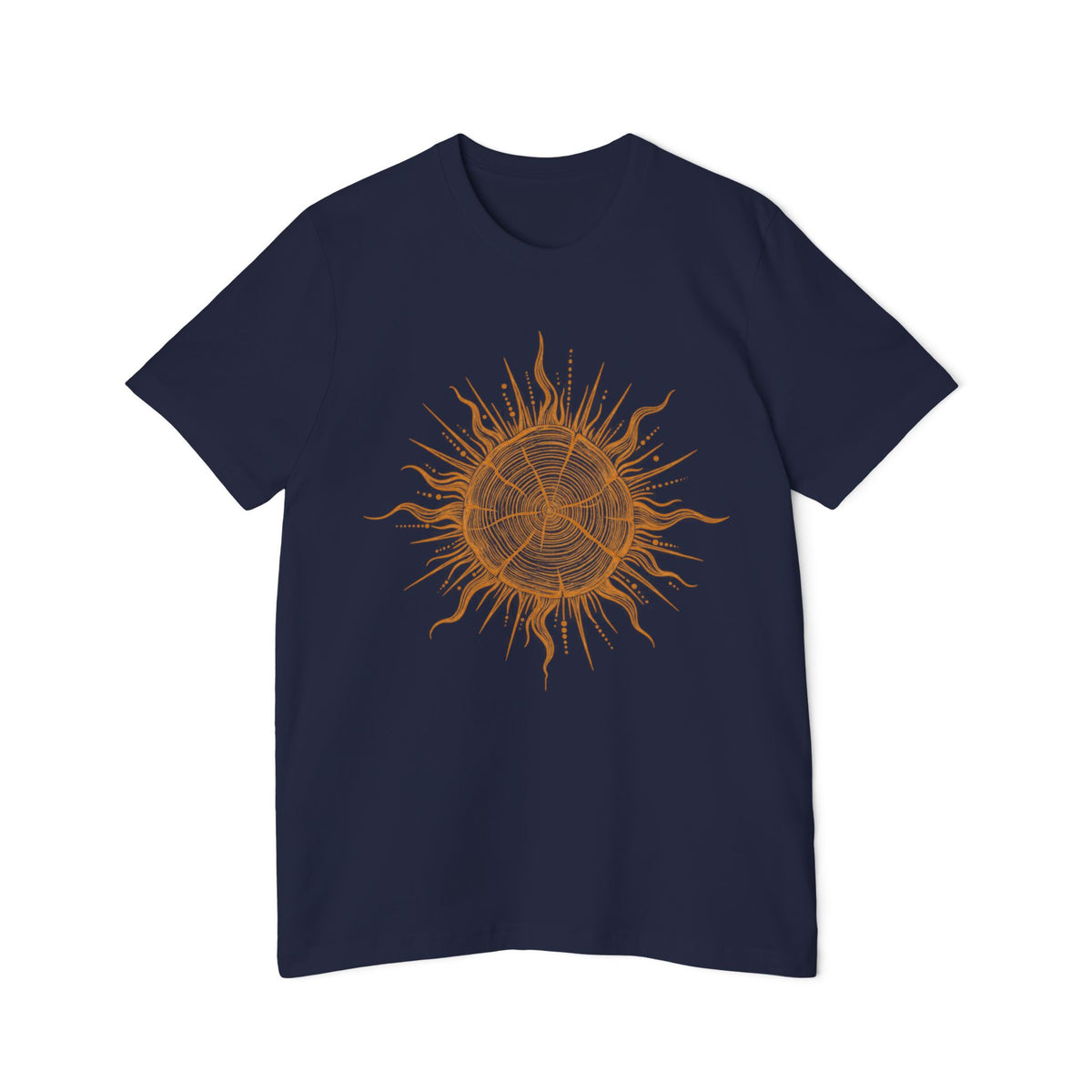 T-Shirt Short Sleeve Boxy Crew Neck - Boho Sunburst Tree Rings Line Art