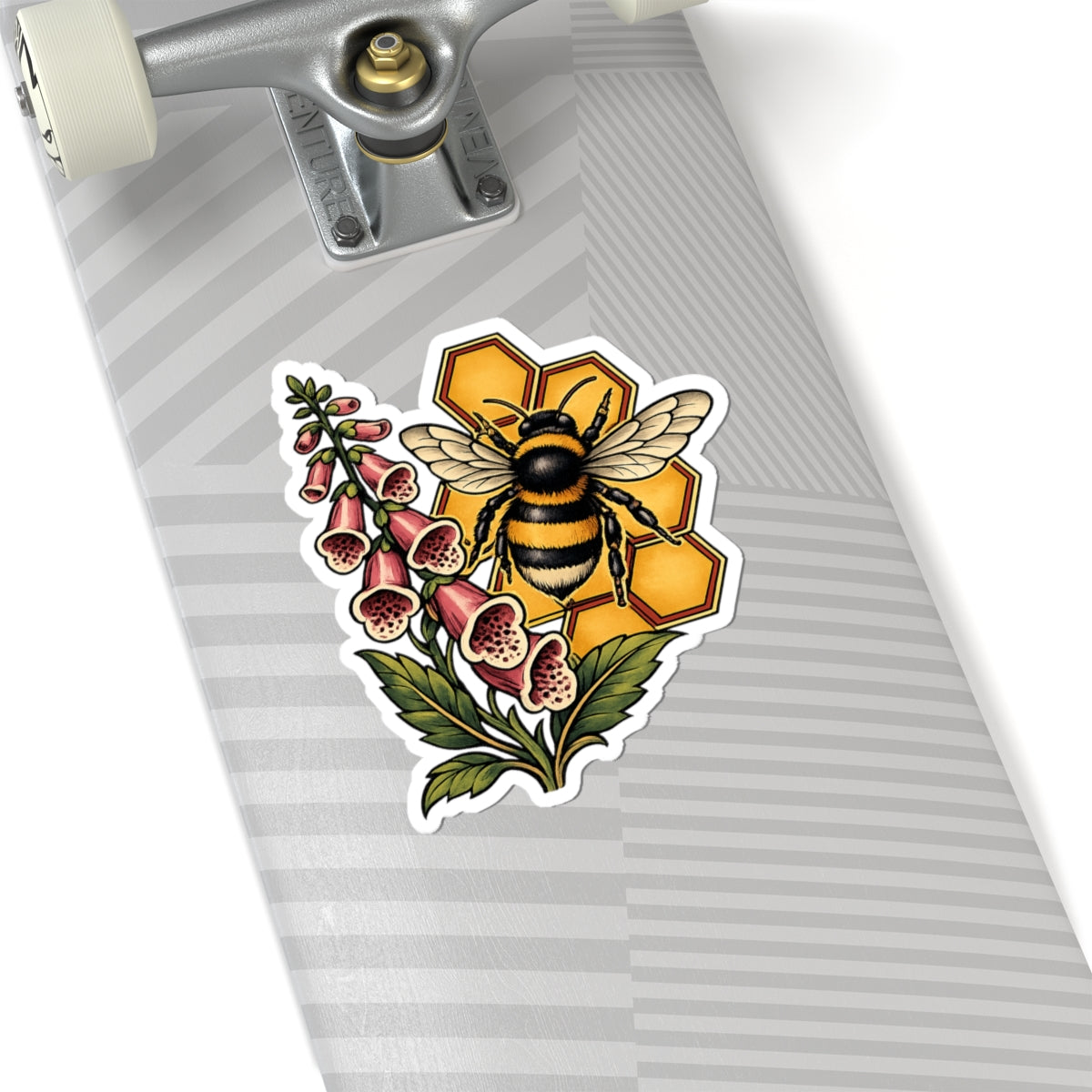 Sticker,  Kiss-Cut - Floral Honeycomb Bee & Foxglove