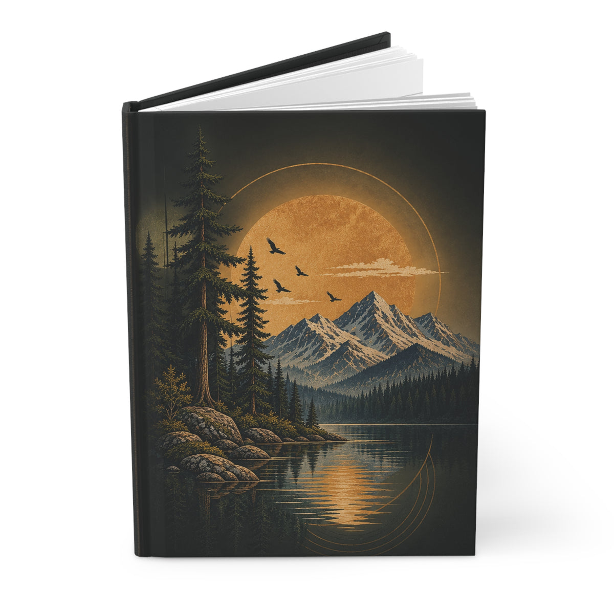 Journal Notebook, Hardcover Lined - Mountain Moon