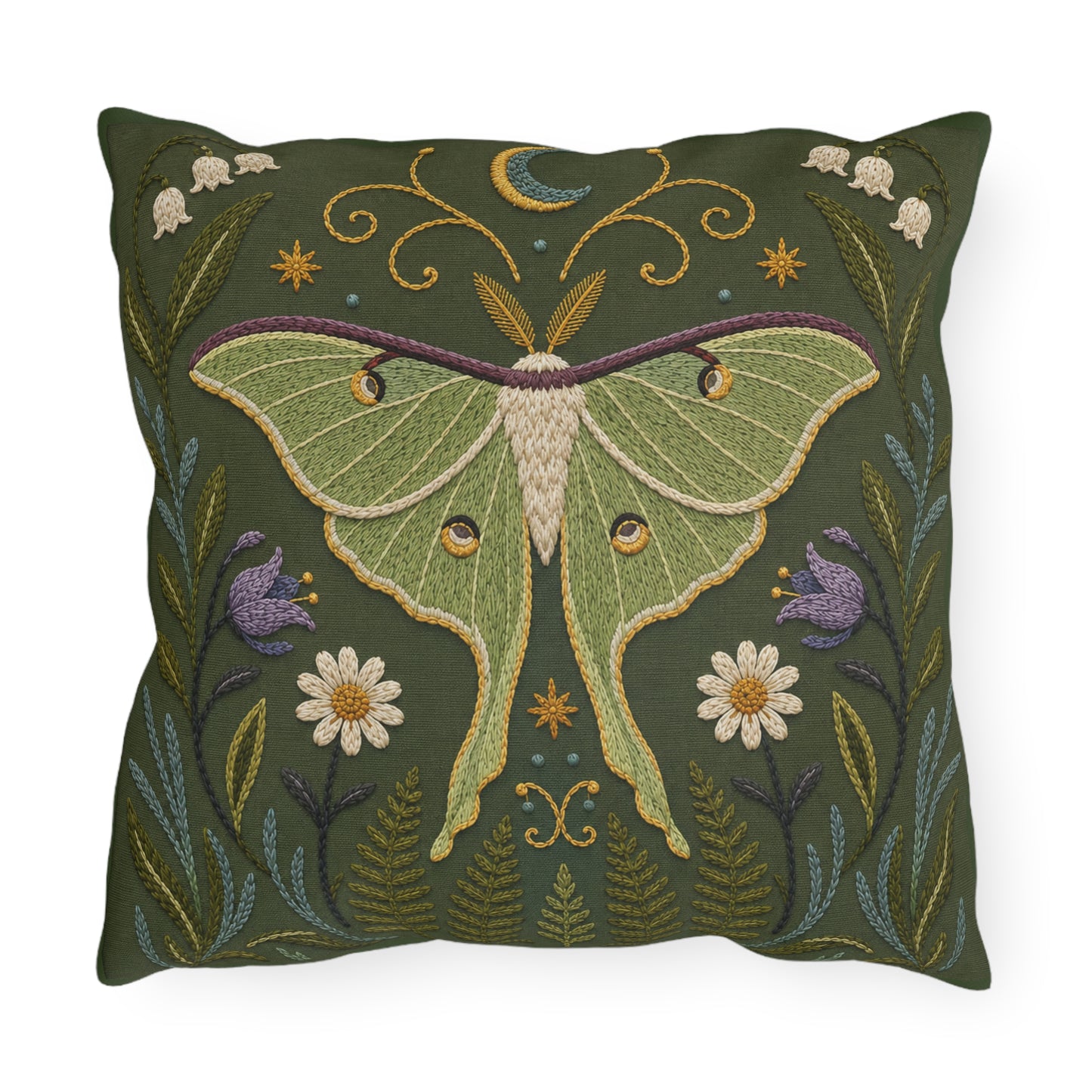 Luna Moth Garden Outdoor Pillow