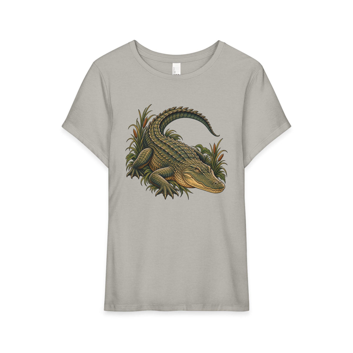 T-Shirt, Short Sleeve Boxy Crew Neck - Alligator Vintage Reptile
