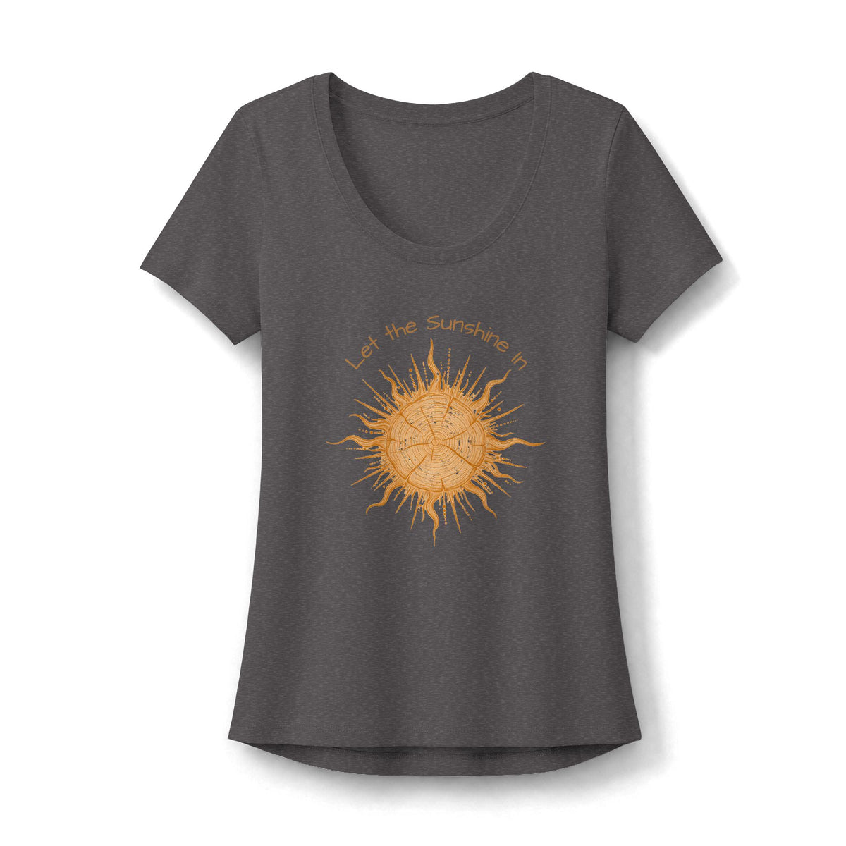 T-Shirt, Short Sleve Scoop Neck - Sun & Tree Let the Sunshine In