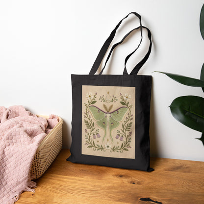 Luna Moth Botanical Canvas Tote