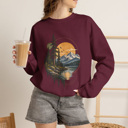 Sweatshirt, Crew Neck - Mountain Lake Sunset