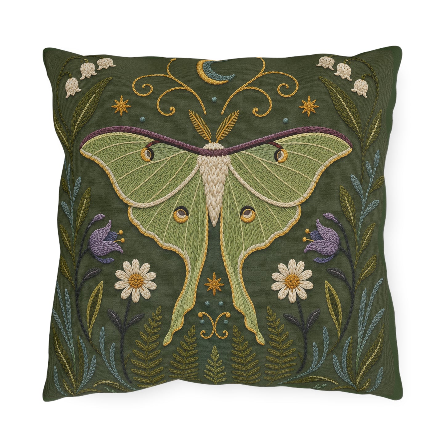 Luna Moth Garden Outdoor Pillow