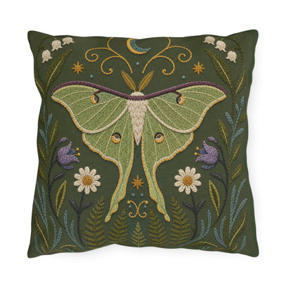Luna Moth Garden Outdoor Pillow