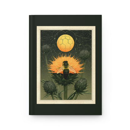 Journal Notebook, Hardcover Lined - Bee, Thistles, and Moonlight