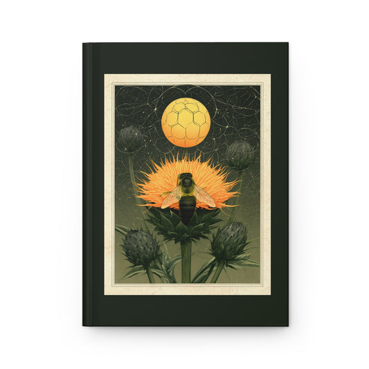 Journal Notebook, Hardcover Lined - Bee, Thistles, and Moonlight