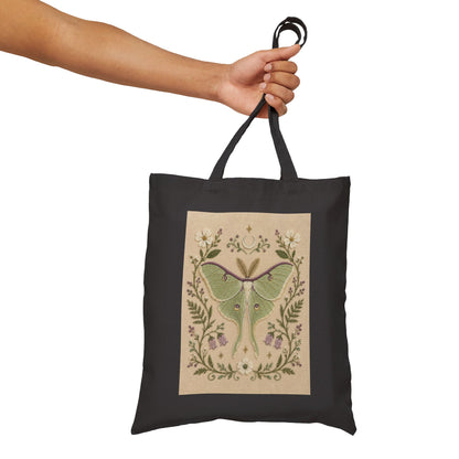 Luna Moth Botanical Canvas Tote